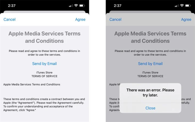 Lỗi không thể cập nhật. (Ảnh: Macrumors)