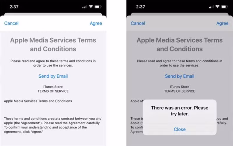 Lỗi không thể cập nhật. (Ảnh: Macrumors)