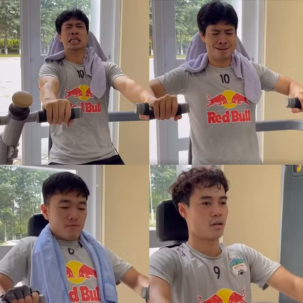 Xuân Trường, Văn Toàn, Công Phượng trở lại luyện tập thể lực, biểu cảm của Công Phượng thu hút sự chú ý hơn cả.