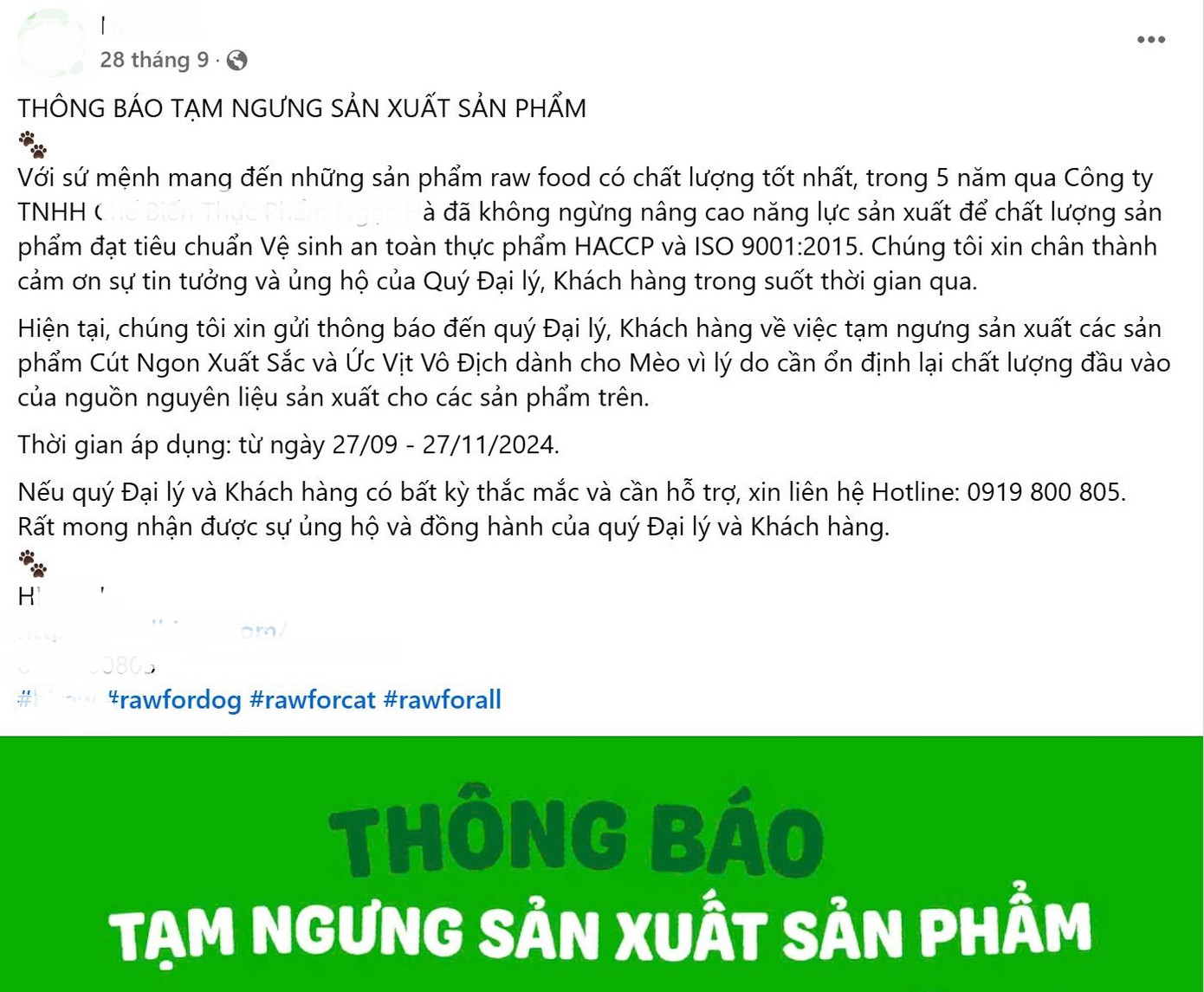 Nhãn hàng H. đưa ra thông báo ngưng sản xuất. Nhãn hàng H. đưa ra thông báo ngưng sản xuất.