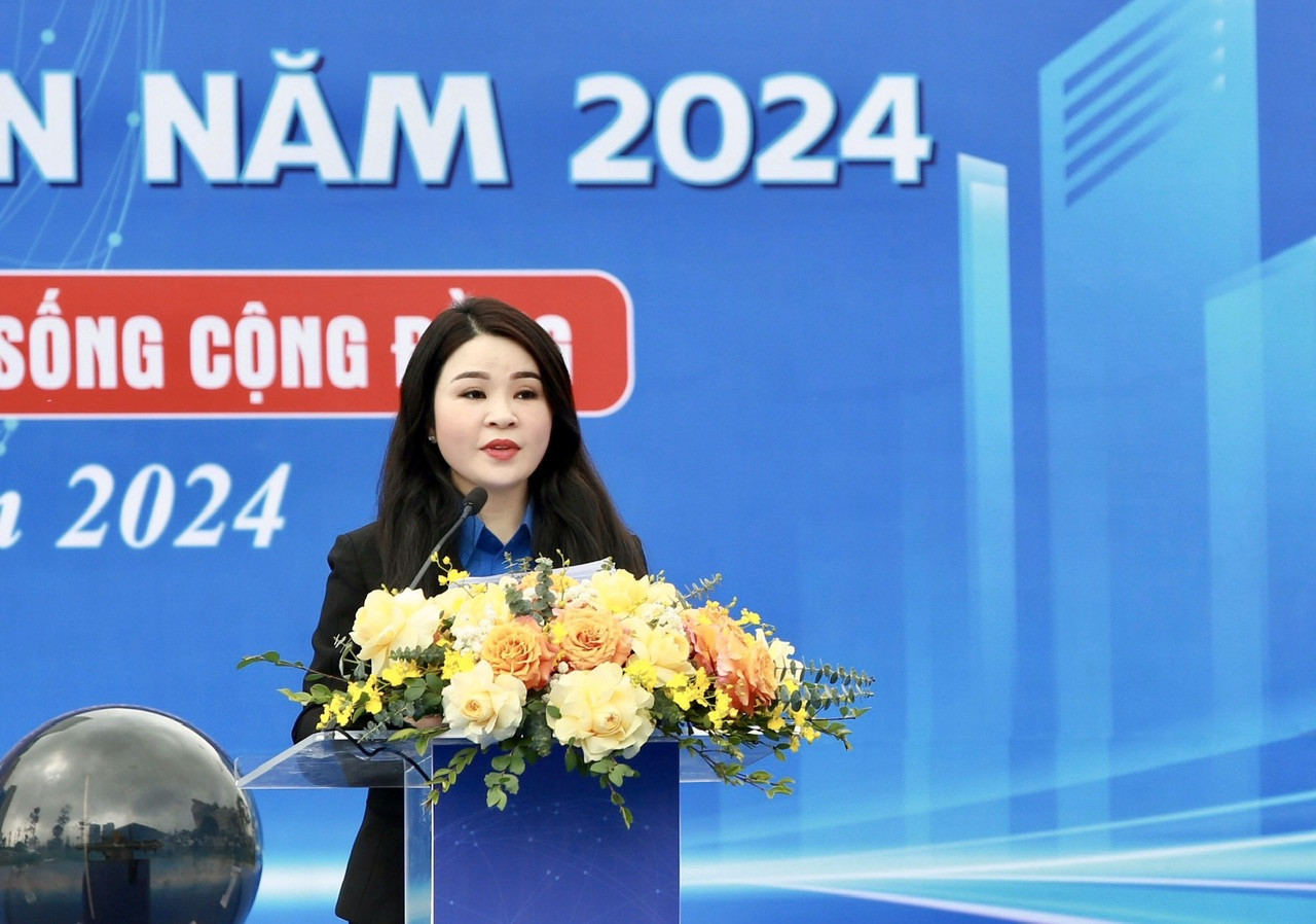 Bí thư Thành đoàn Hà Nội Chu Hồng Minh phát biểu.