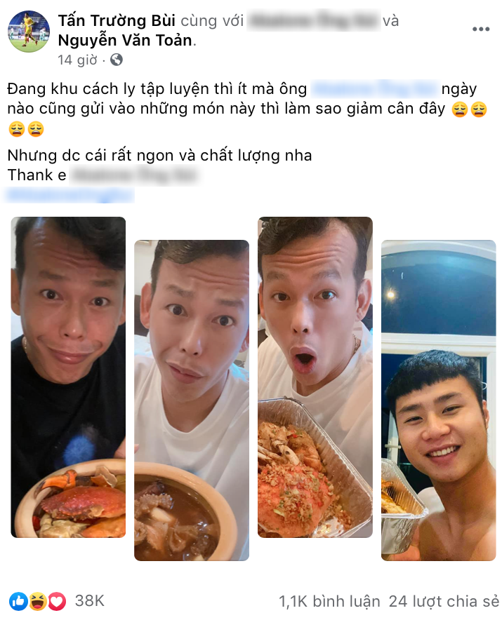 Ngoài ra anh còn được 1 người bạn "tiếp tế" cho biết bao đồ ăn ngon. Ngoài ra anh còn được 1 người bạn "tiếp tế" cho biết bao đồ ăn ngon.