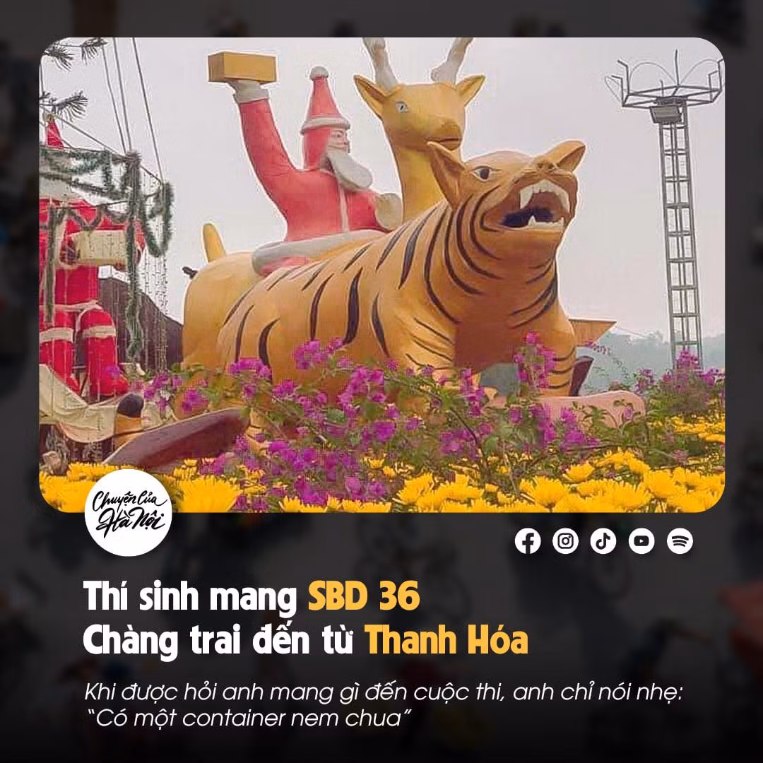 Thí sinh mang SBD 36 đến từ Thanh Hóa: Khi được hỏi "Anh mang gì đến cuộc thi?", anh chỉ nói nhẹ: "Có một container nem chua".