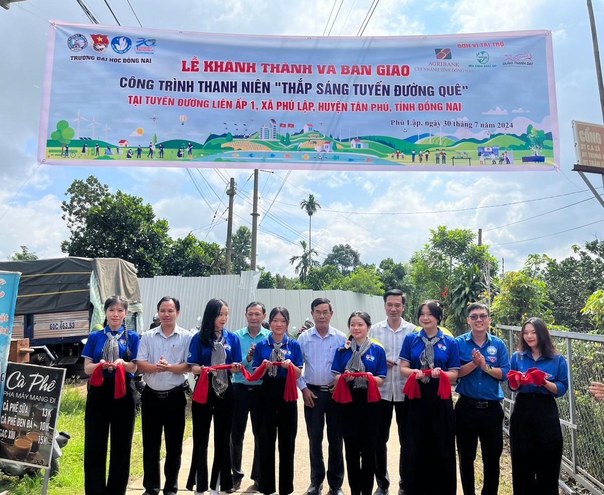 Đoàn trường Đại học Đồng Nai khánh thành công trình Thắp sáng đường quê.