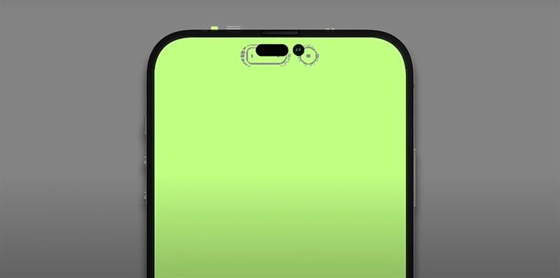 Cận cảnh phần đục lỗ hình viên thuốc của iPhone 14 series sắp tới. (Ảnh: 9to5mac) Cận cảnh phần đục lỗ hình viên thuốc của iPhone 14 series sắp tới. (Ảnh: 9to5mac)