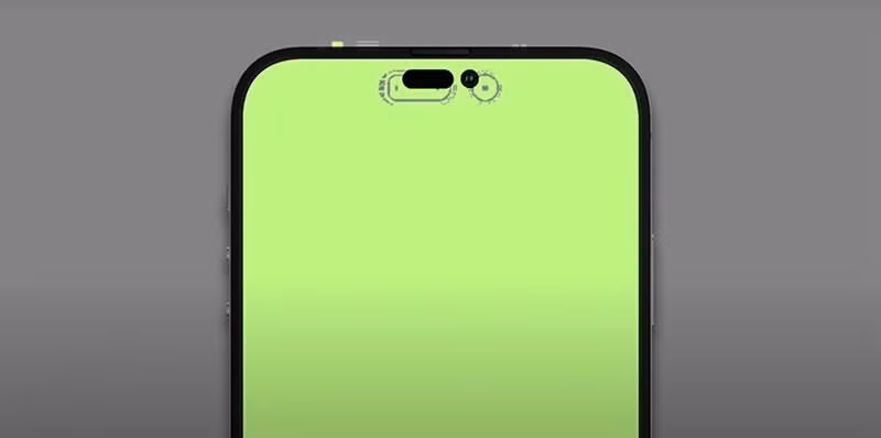 Cận cảnh phần đục lỗ hình viên thuốc của iPhone 14 series sắp tới. (Ảnh: 9to5mac) Cận cảnh phần đục lỗ hình viên thuốc của iPhone 14 series sắp tới. (Ảnh: 9to5mac)