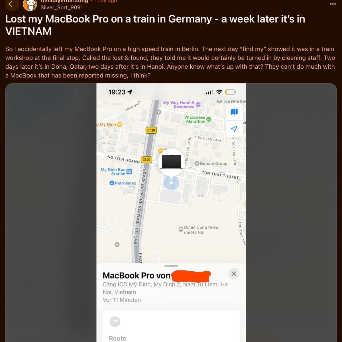 Chủ nhân đăng tải bài viết trên Reddit.