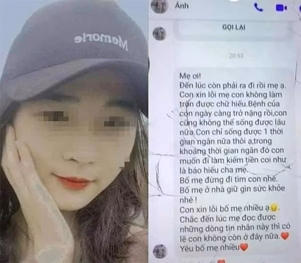 Tin nhắn N.A. gửi về cho gia đình sau khi mất tích bí ẩn.