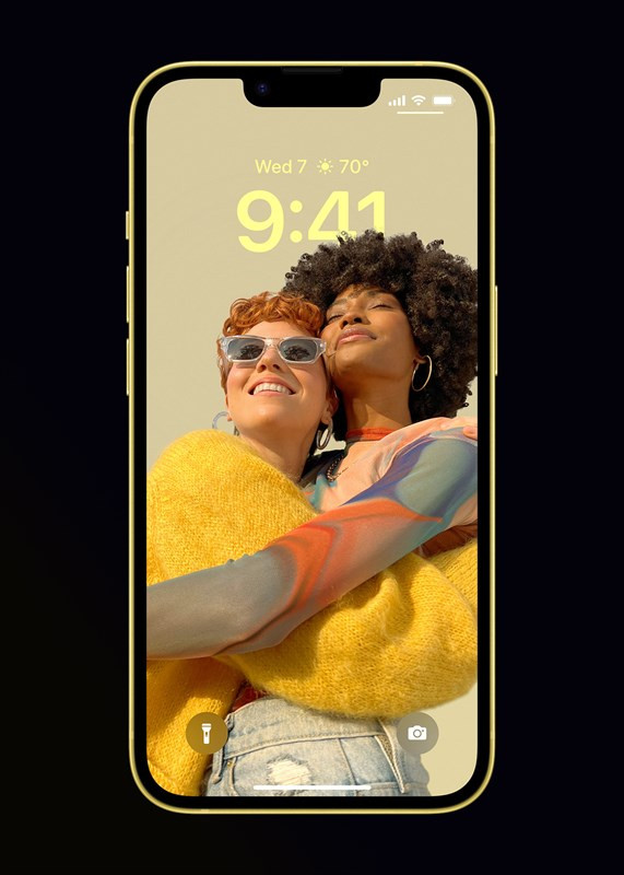 Mặt trước iPhone 14 màu vàng vừa ra mắt. Mặt trước iPhone 14 màu vàng vừa ra mắt.