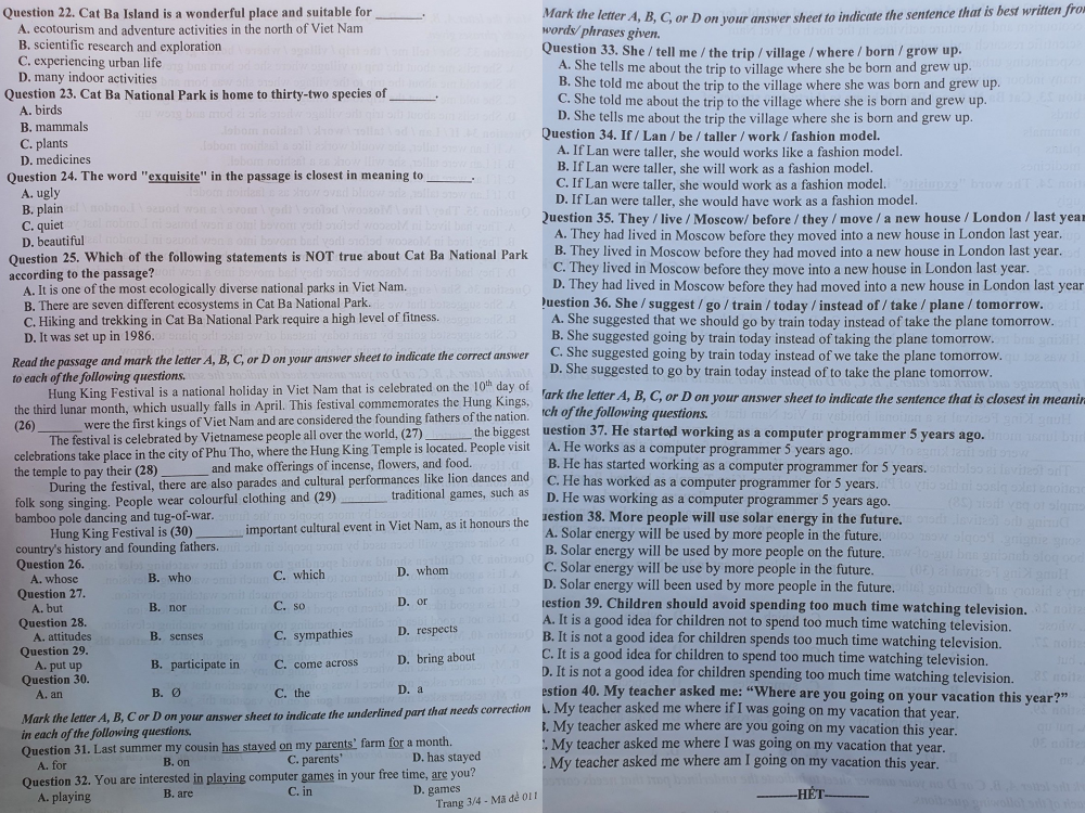 Đề thi tiếng Anh mã đề 011. Đề thi tiếng Anh mã đề 011.