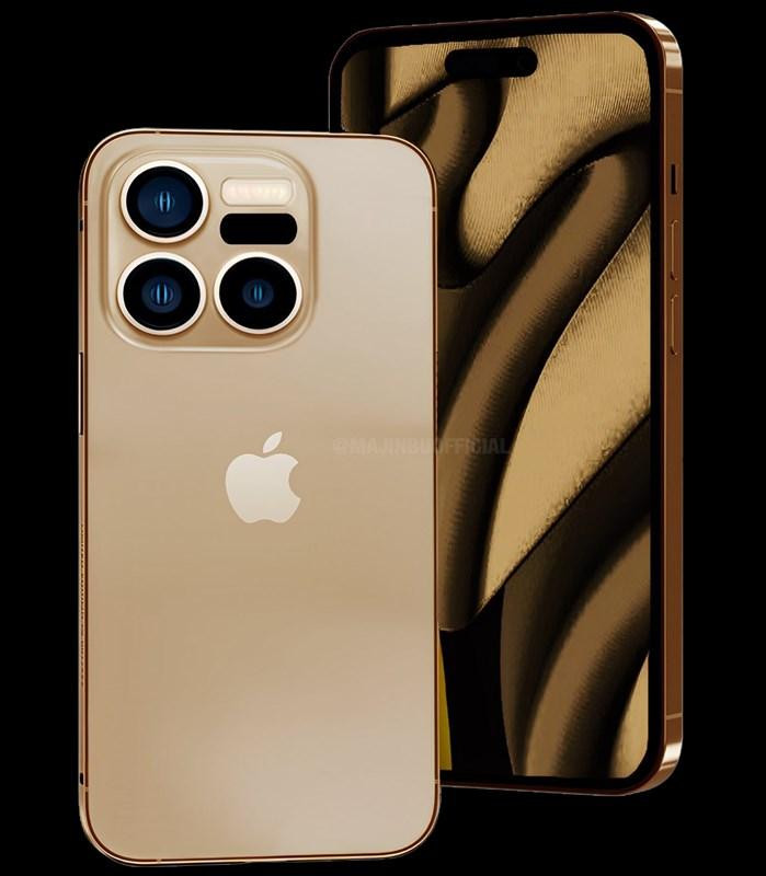 iPhone 15 Ultra concept cũng có thêm phiên bản màu vàng cực sang trọng. (Ảnh: MAJINBU)