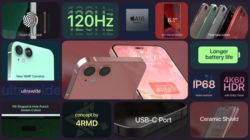Các tính năng trên Concept iPhone 14 của kênh YouTube 4RMD.