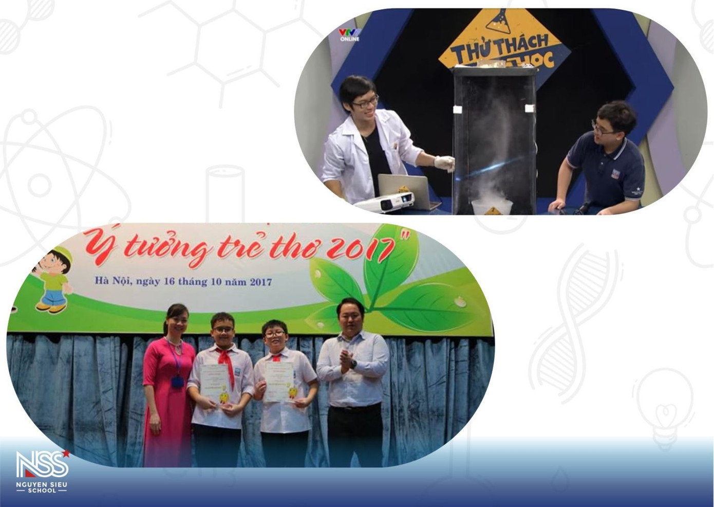 Đinh Tiến Đạt thời điểm là học sinh lớp 6 và lớp 7, nhận giải Nhì toàn quốc cuộc thi Ý tưởng trẻ thơ và làm &quot;trợ lý&quot; chương trình Thử thách khoa học trên VTV7.