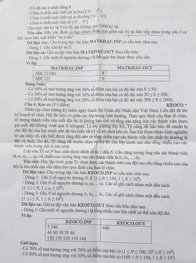 Đề thi Học sinh Giỏi môn Tin học lớp 9 của tỉnh Quảng Bình. Đề thi Học sinh Giỏi môn Tin học lớp 9 của tỉnh Quảng Bình.