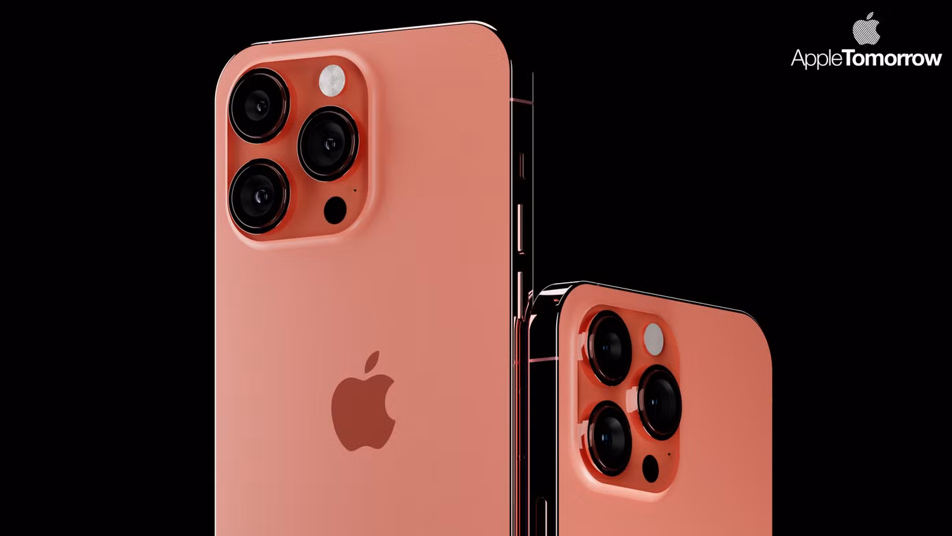 iPhone 14 Pro Max phiên bản màu hồng pha sắc cam đầy nữ tính. (Ảnh: Apple Tomorrow)