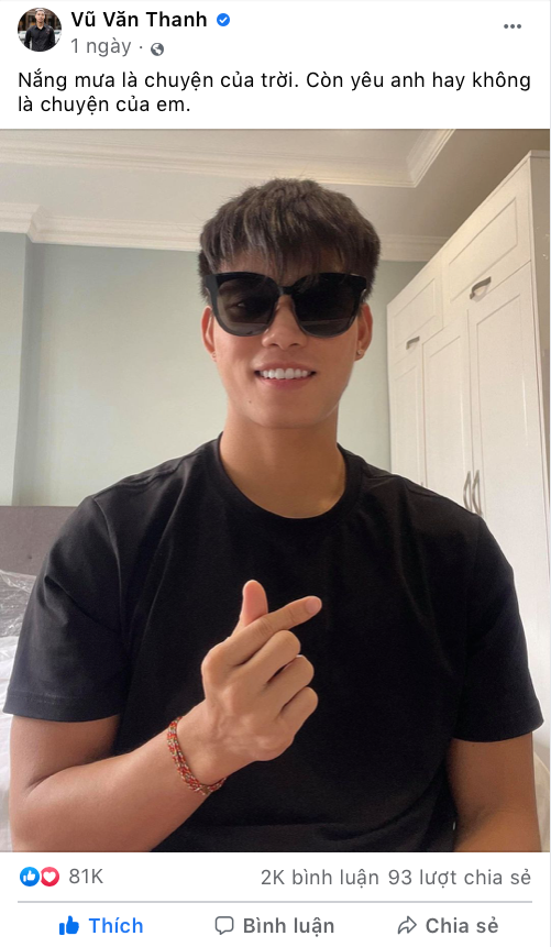 Văn Thanh thì vẫn tích cực "thả thính" trên mạng xã hội, không biết có bao nhiêu fan girl "dính" rồi nhỉ? Văn Thanh thì vẫn tích cực "thả thính" trên mạng xã hội, không biết có bao nhiêu fan girl "dính" rồi nhỉ?