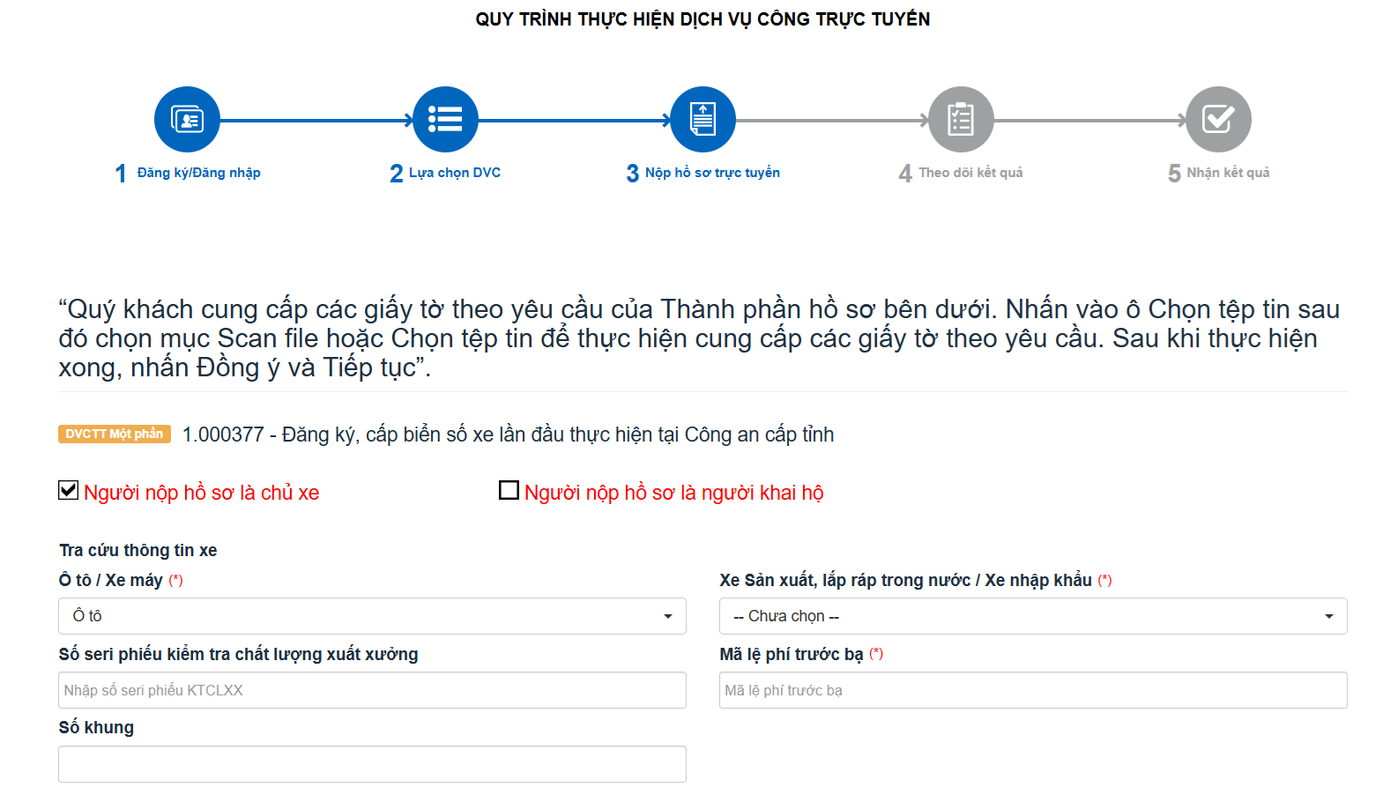 Hướng dẫn thủ tục đăng ký xe online trên Cổng dịch vụ công. Hướng dẫn thủ tục đăng ký xe online trên Cổng dịch vụ công.
