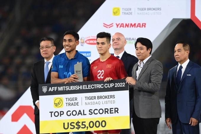 Tiến Linh là đồng Vua phá lưới của AFF Cup 2022, bên cạnh Teerasil Dangda. (Ảnh: Tiến Tuấn)