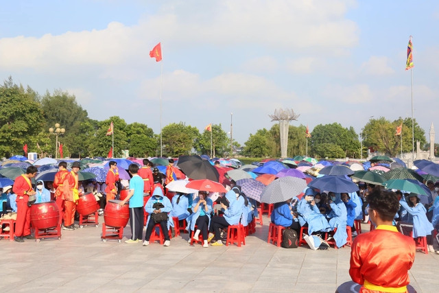 Điểm cầu Hải Phòng ngày 6/10/2023. (Ảnh: Ban Phát Thanh Học Đường trường THPT chuyên Trần Phú)