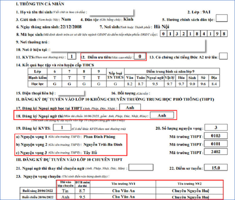 Một số thông tin khoanh đỏ học sinh cần kiểm tra kỹ. Một số thông tin khoanh đỏ học sinh cần kiểm tra kỹ.