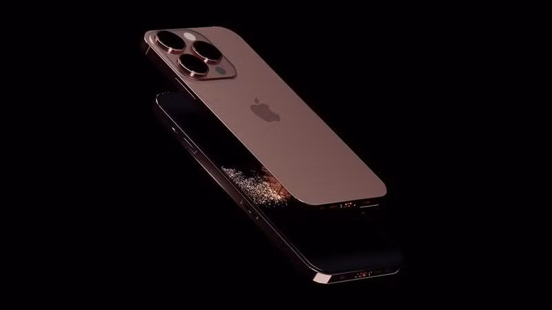 Hình ảnh mặt sau iPhone 14 Pro Max Cherry Gold.