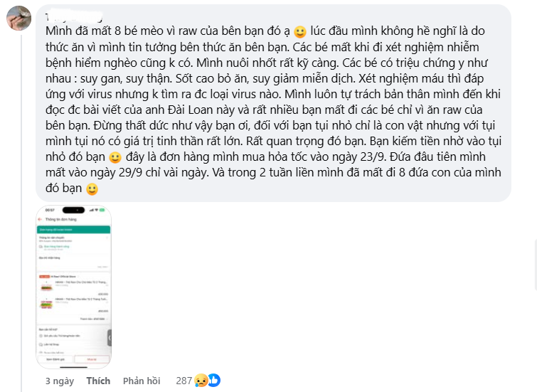 Các trường hợp bức xúc vì mèo cưng sử dụng sản phẩm công ty H. và gặp vấn đề sức khỏe. Các trường hợp bức xúc vì mèo cưng sử dụng sản phẩm công ty H. và gặp vấn đề sức khỏe.