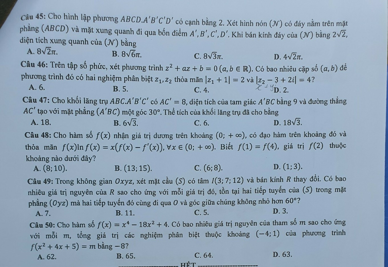 Đề thi môn Toán mã đề 110 kỳ thi Tốt nghiệp THPT năm 2023. Đề thi môn Toán mã đề 110 kỳ thi Tốt nghiệp THPT năm 2023.