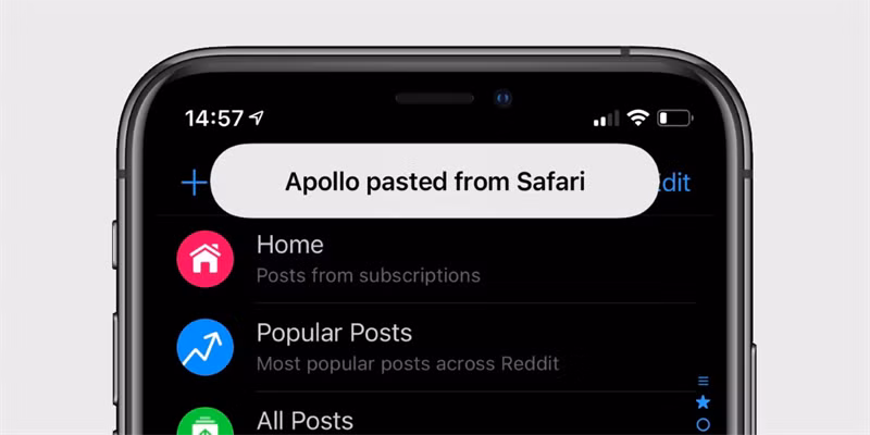 iOS 14 thông báo cho người dùng mỗi khi có ứng dụng đọc trộm dữ liệu. (Ảnh: 9to5Mac)