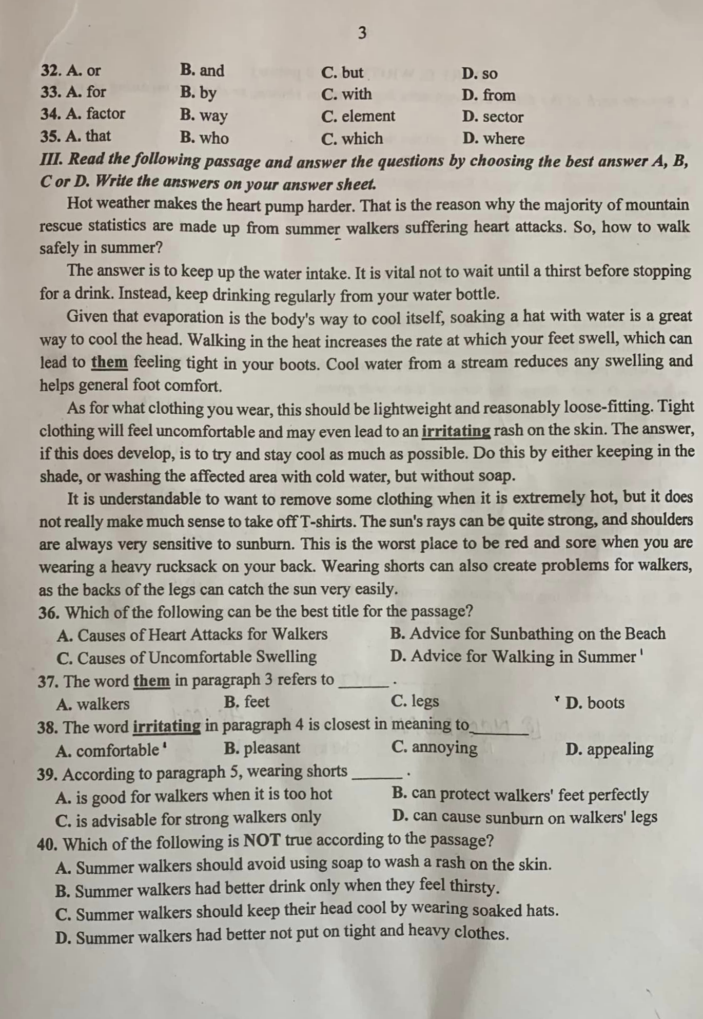 Đề thi môn tiếng Anh.