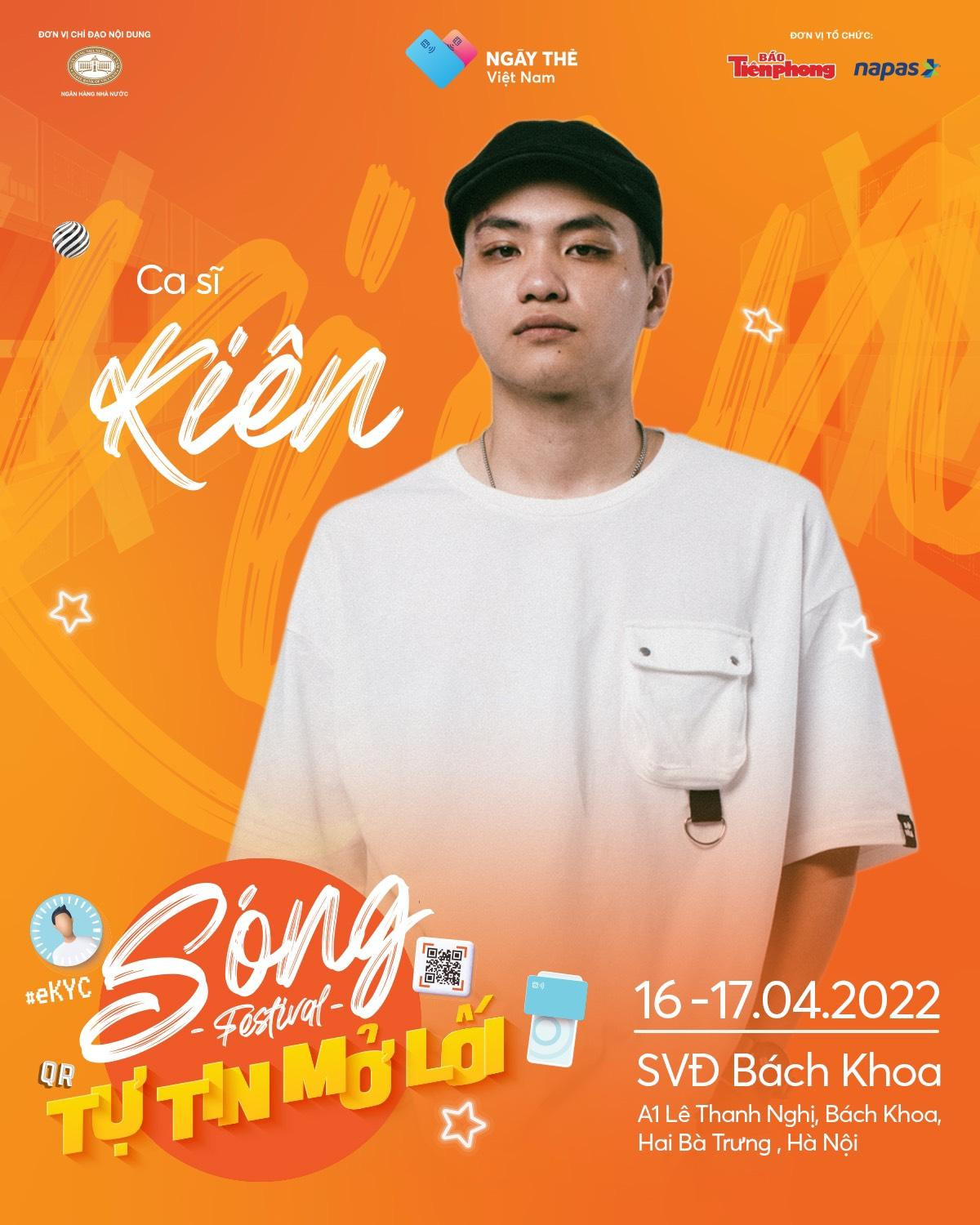 Chàng ca sĩ trẻ Kiên (tác giả của bản hit Cung đàn vỡ đôi do Chi Pu thể hiện) cũng sẽ có mặt tại Sóng Festival 2022.