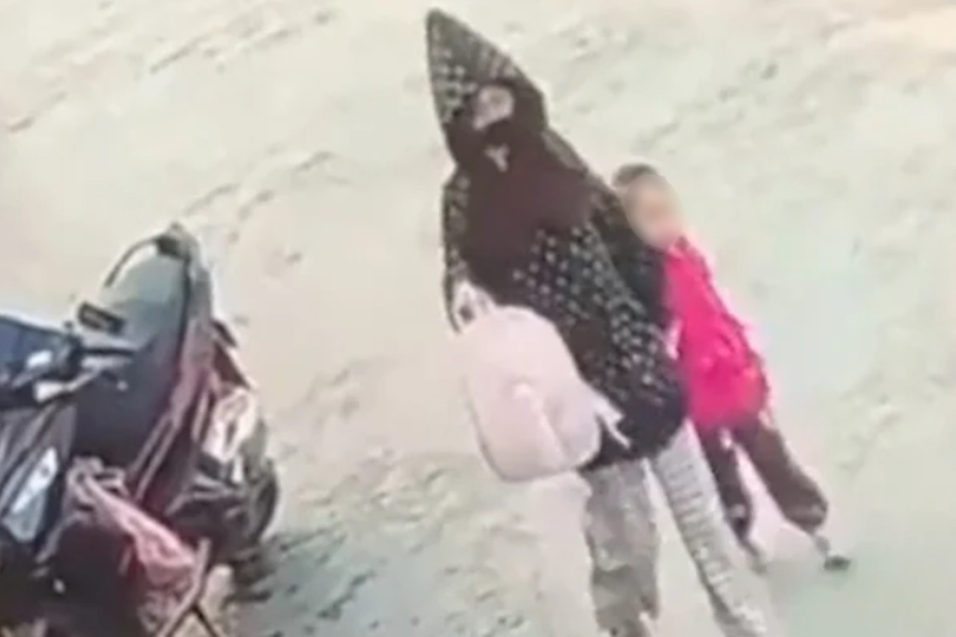 Hình ảnh bé gái bị người phụ nữ dẫn đi. (Ảnh chụp màn hình)