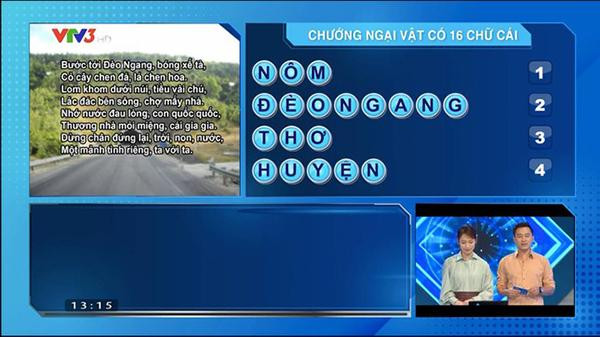 Các thí sinh tìm ra chướng ngại vật ngay sau câu đầu tiên. Các thí sinh tìm ra chướng ngại vật ngay sau câu đầu tiên.