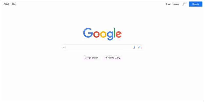 Giao diện trang tìm kiếm hiện tại của Google.