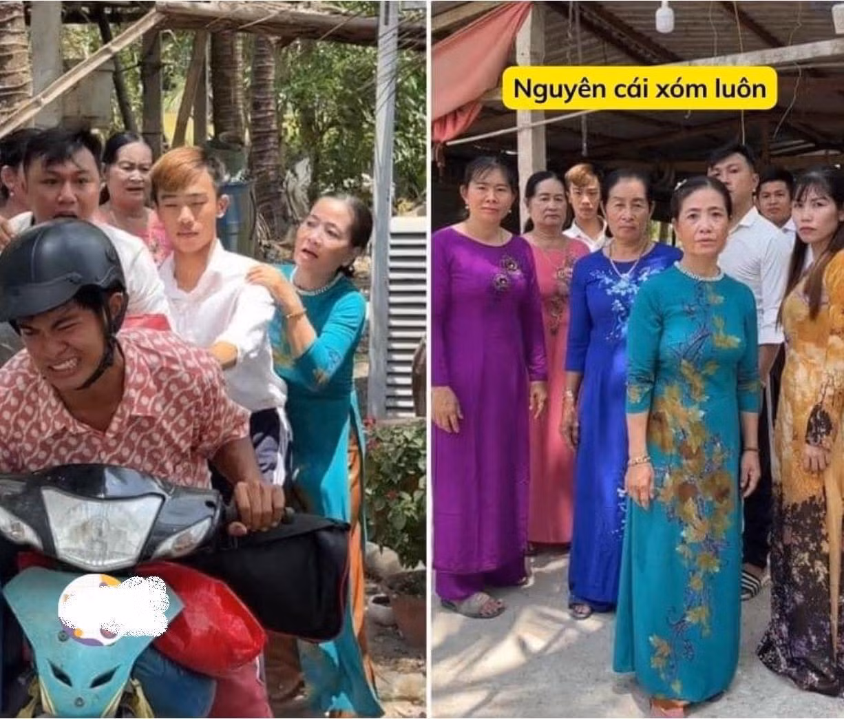 Trong một vài cảnh quay cần đông người, anh chàng còn huy động cả xóm ra diễn cùng khiến nhiều người ngỡ ngàng. Ảnh: Tổng hợp từ Internet