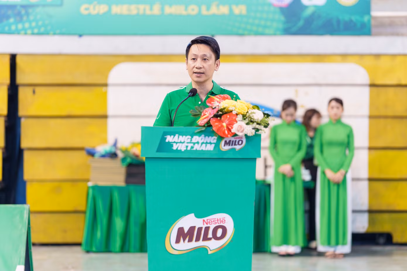 Ông Khuất Quang Hưng - Giám Đốc Đối Ngoại và Truyền thông Công ty TNHH Nestlé Việt Nam phát biểu tại buổi lễ khai mạc.