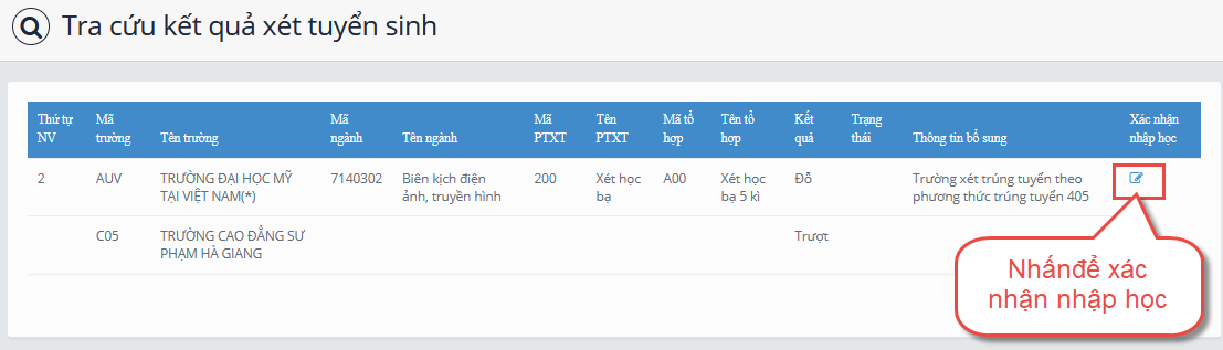 Hướng dẫn xem kết quả trúng tuyển và xác nhận nhập học trực tuyến đại học năm 2023 ảnh 3