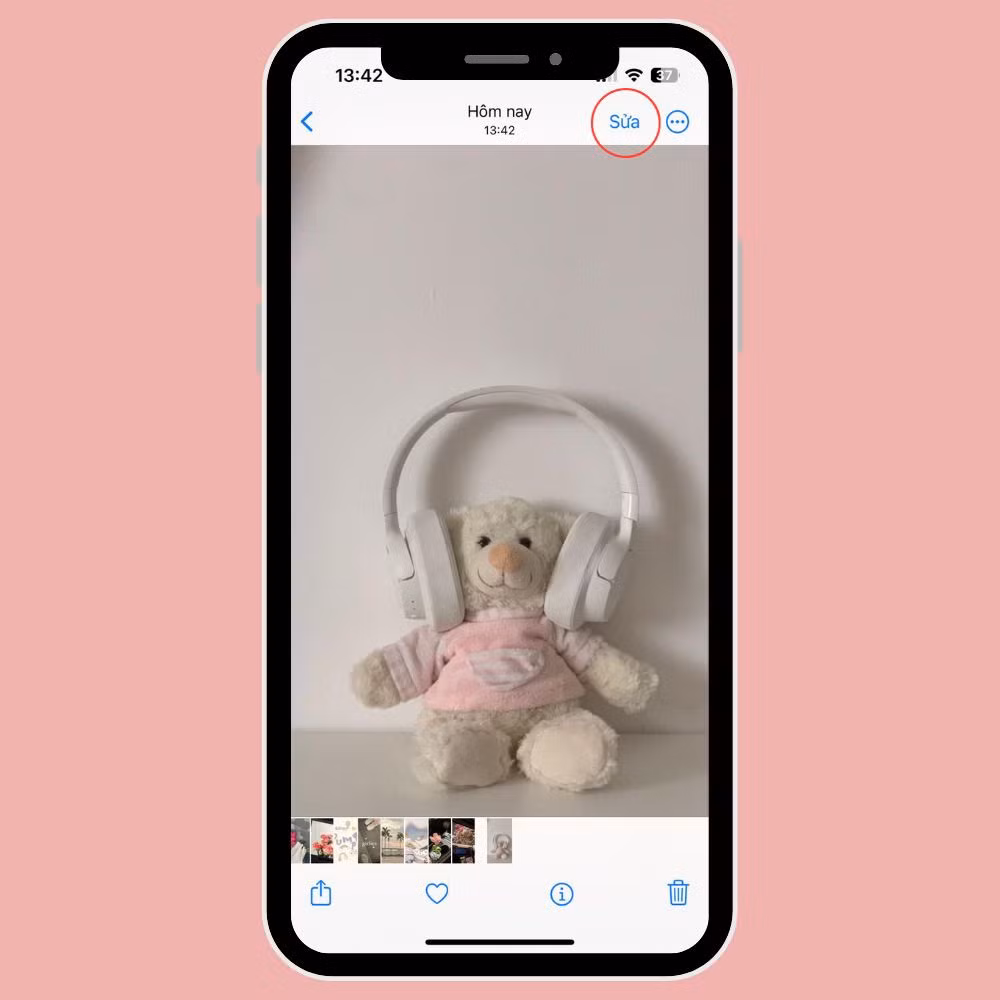 Chọn ảnh muốn che mờ và nhấn vào mục Sửa.