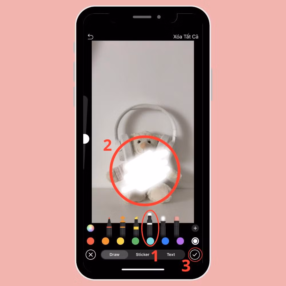 Dùng tay để di chuyển cây bút và che mờ những thông tin.