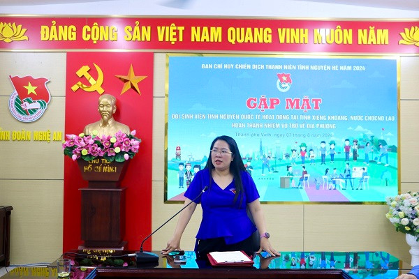 Đồng chí Nguyễn Thị Phương Thúy - Bí thư Tỉnh Đoàn phát biểu tại chương trình.