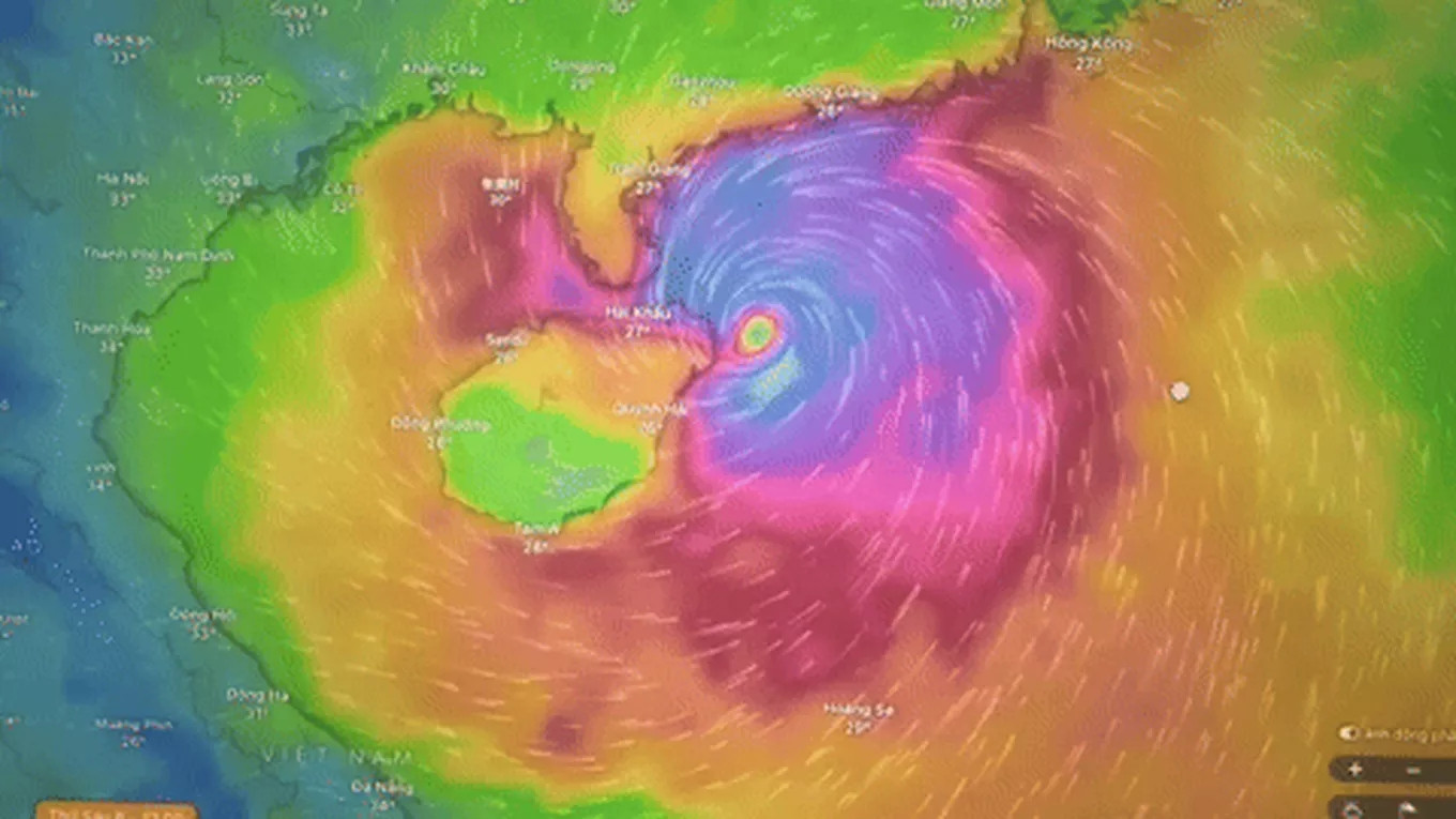 Đến 16h ngày 6/9, siêu bão Yagi vẫn giữ nguyên cấp 16. (Ảnh: Windy) Đến 16h ngày 6/9, siêu bão Yagi vẫn giữ nguyên cấp 16. (Ảnh: Windy)
