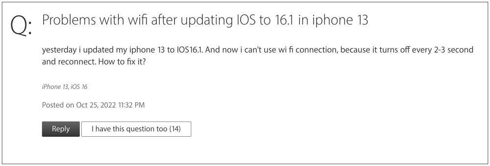 Lỗi WiFi trên iOS mới. Lỗi WiFi trên iOS mới.