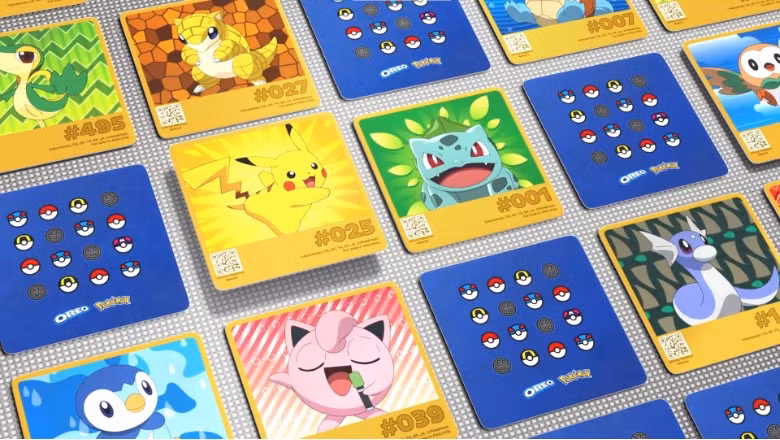 Người hâm mộ có cơ hội sưu tầm 16 thẻ hình OREO Pokémon với hình ảnh các Pokémon khác nhau trong bộ sưu tập.