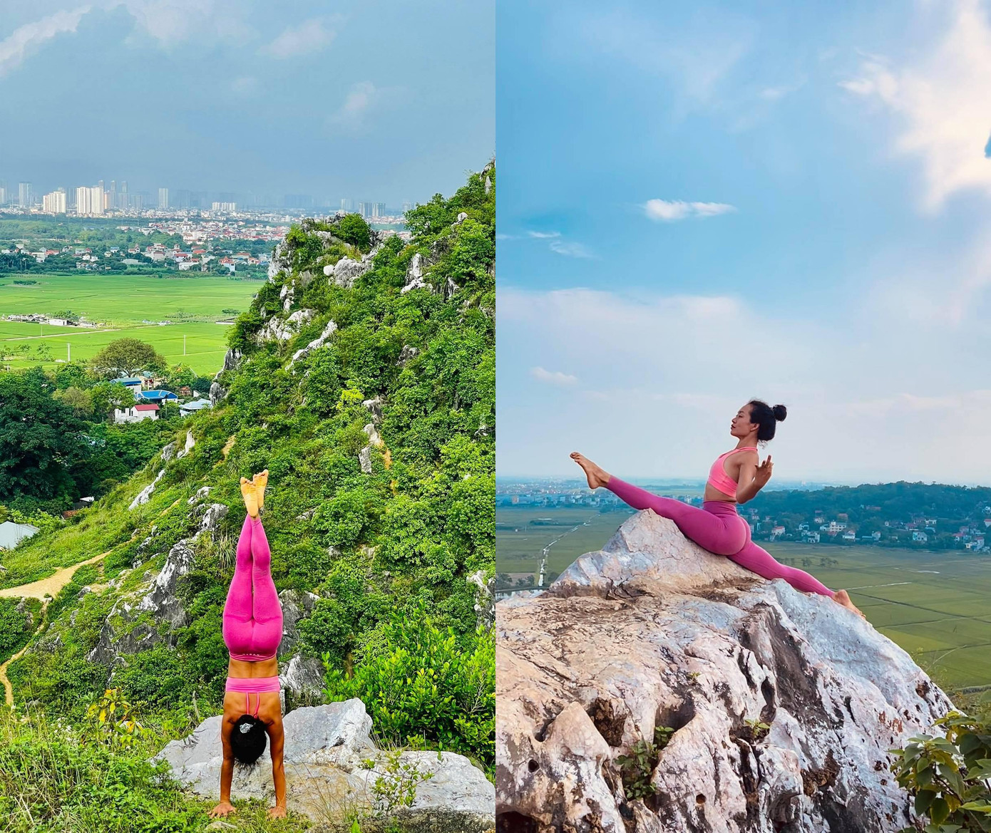 Chị Vi Salano tập yoga mọi lúc, mọi nơi, thử thách bản thân với nhiều động tác và địa hình khó. Chị Vi Salano tập yoga mọi lúc, mọi nơi, thử thách bản thân với nhiều động tác và địa hình khó.