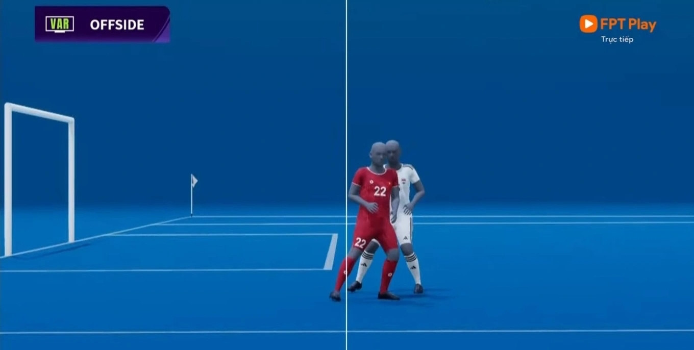 Công nghệ việt vị bán tự động xác định Khuất Văn Khang rơi vào thế việt vị.