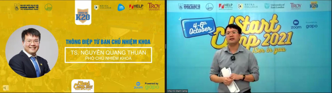 Thầy Thuận chia sẻ cùng hơn 1000 tân sinh viên tại sự kiện IStart Camp trực tuyến.