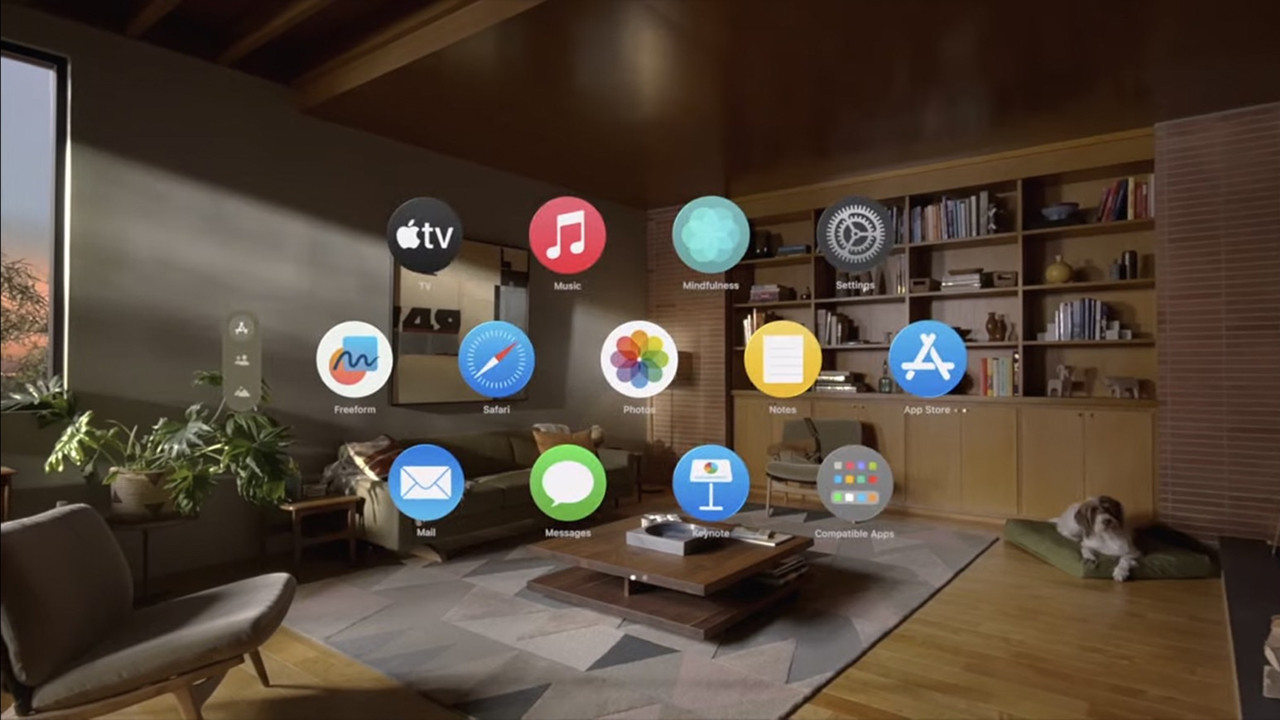 Giao diện hệ điều hành visionOS trên Apple Vision Pro. Giao diện hệ điều hành visionOS trên Apple Vision Pro.