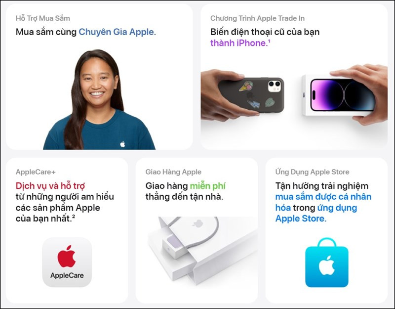 Các hỗ trợ dịch vụ của Apple tại Apple Store trực tuyến. Các hỗ trợ dịch vụ của Apple tại Apple Store trực tuyến.
