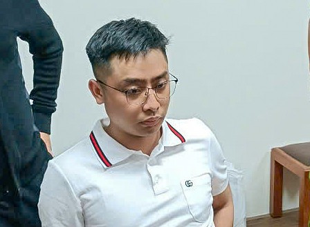 Đối tượng Bùi Đình Khánh khi bị bắt ở Thanh Hóa.