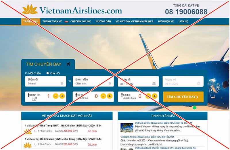 Trang web giả mạo, có thể thấy đối tượng lừa đảo viết sai tên thương hiệu.