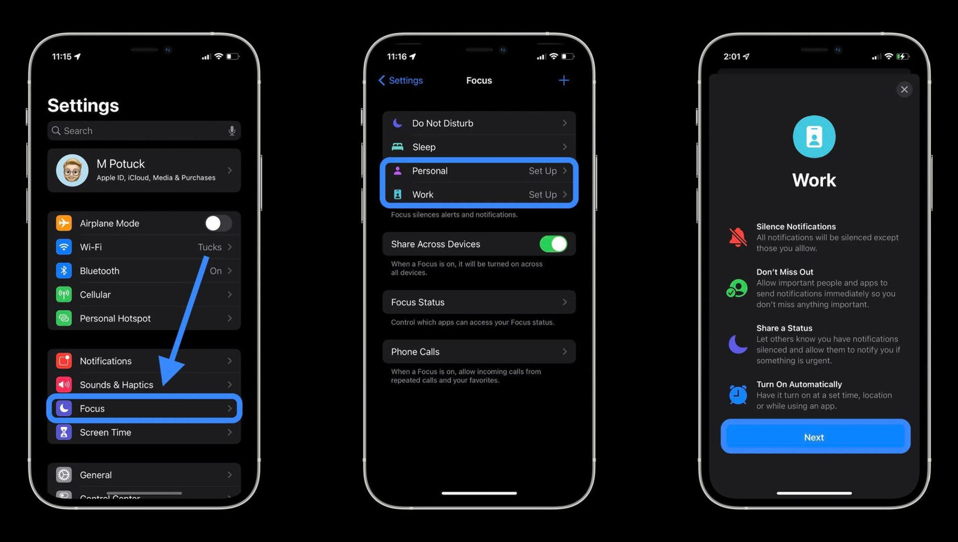 Focus mode của iOS 15. Focus mode của iOS 15.